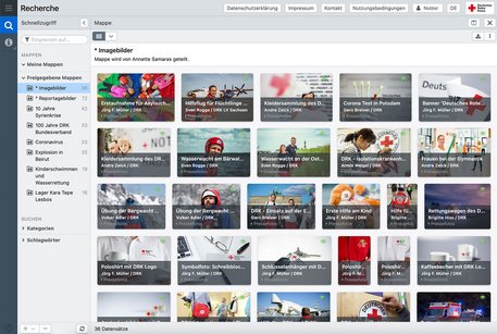 Abbildung zeigt einen Screenshot der Mediendatenbank