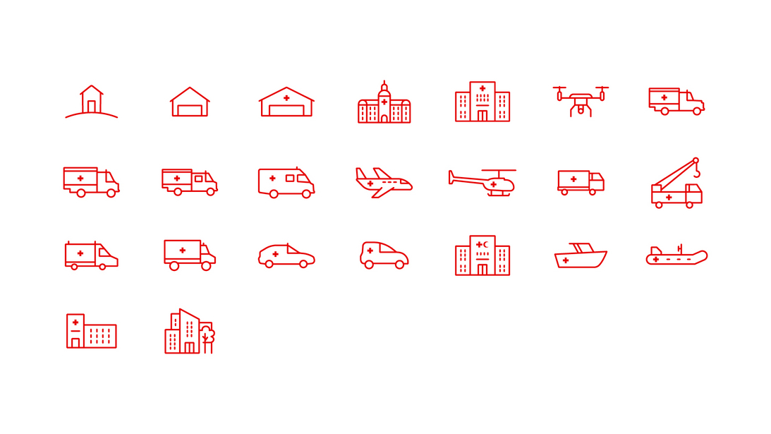 Gebäude und Fahrzeuge Kollektion Icon-Kollektion zu Gebäude und Fahrzeuge