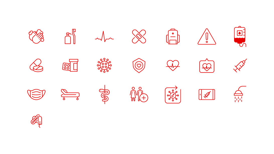 Gesundheit und Hygiene Kollektion Icon-Kollektion zu Gesundheit und Hygiene