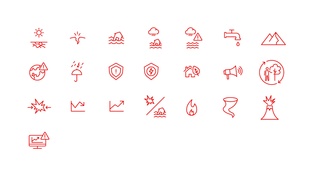 Klima und Katastrophen Kollektion Icon-Kollektion zu Klima und Katastrophen